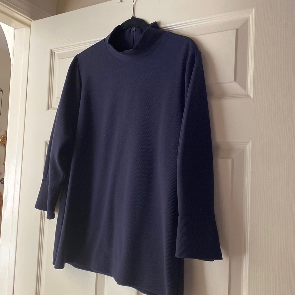 Dark blue, mock neck